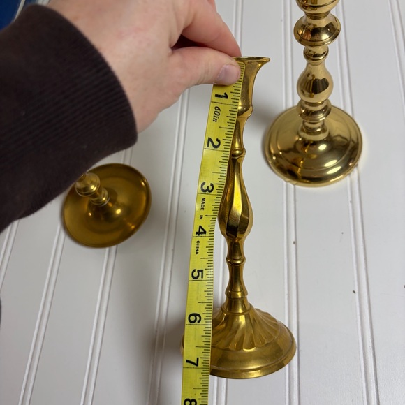 Vintage Brass Candlestick Holders Set of 3 - Picture 6 of 7